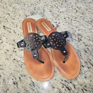 Steve Madden Black and Tan Women's Sandals